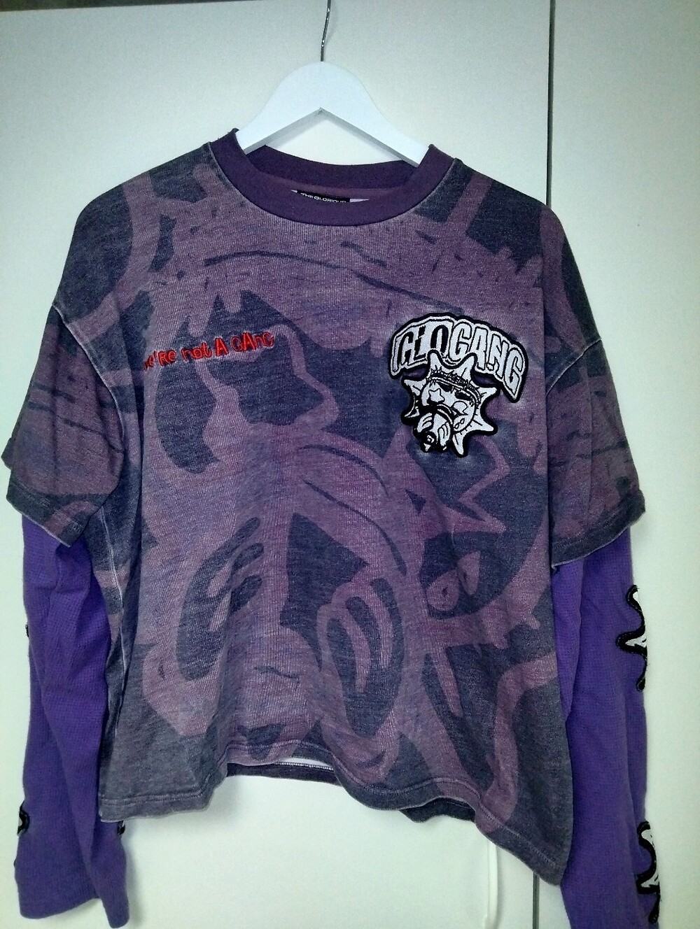 Men's Purple Layered Graphic Long-Sleeve Top - Patch